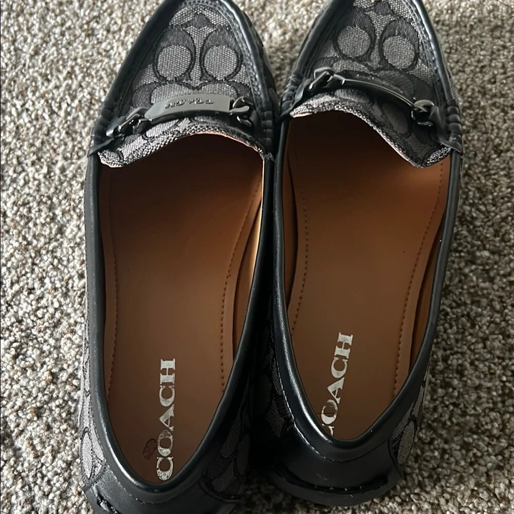 Coach Women's Black Signature Loafers - Picture 5 of 11
